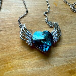 Blue Crystal Heart Necklace
